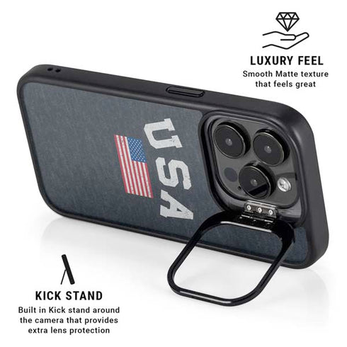USA with American Flag iPhone 14 Pro Kickstand Case